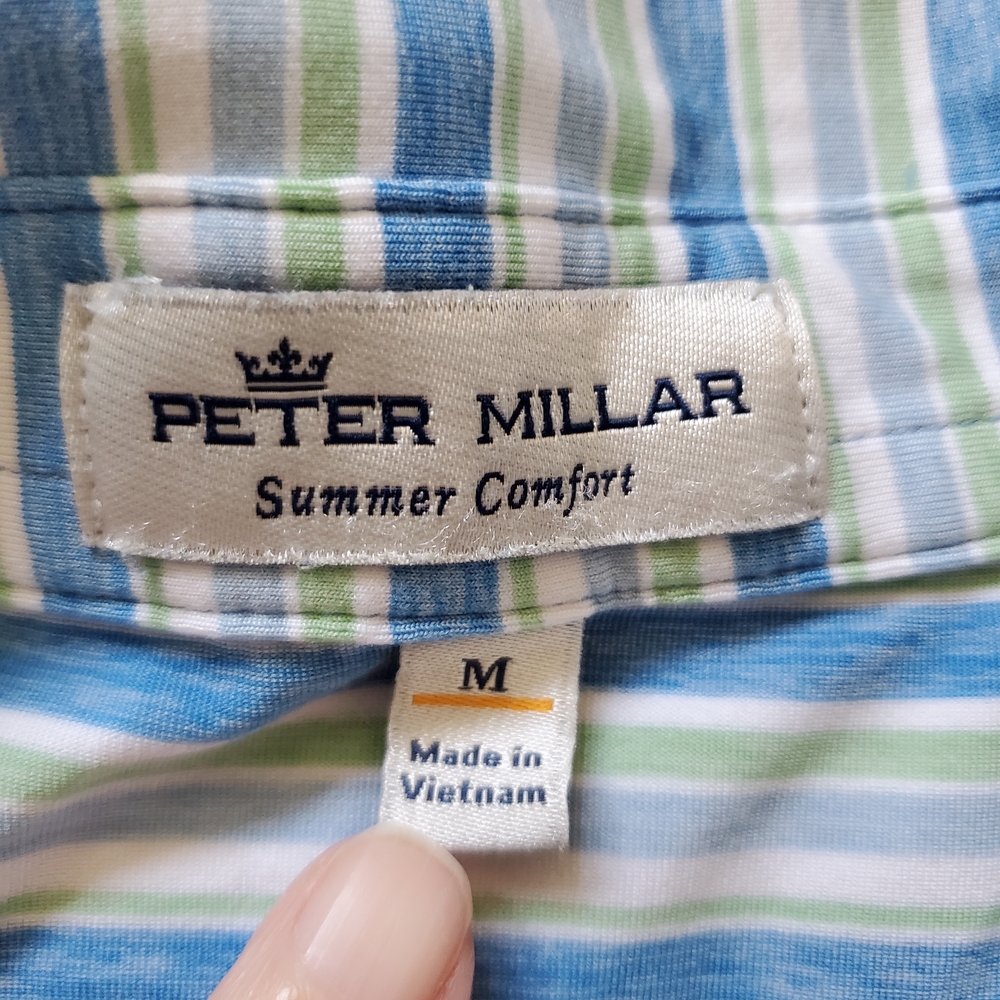 Peter Millar Striped Golf Sporty Polo.  Size Medium - Picture 4 of 6